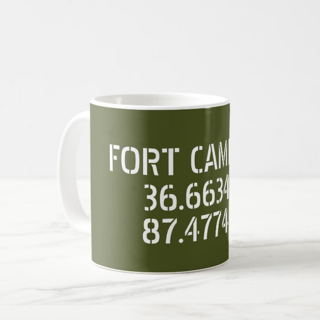 Fort Campbell Latitude Longitud Kaffemugg (Framsida vänster)