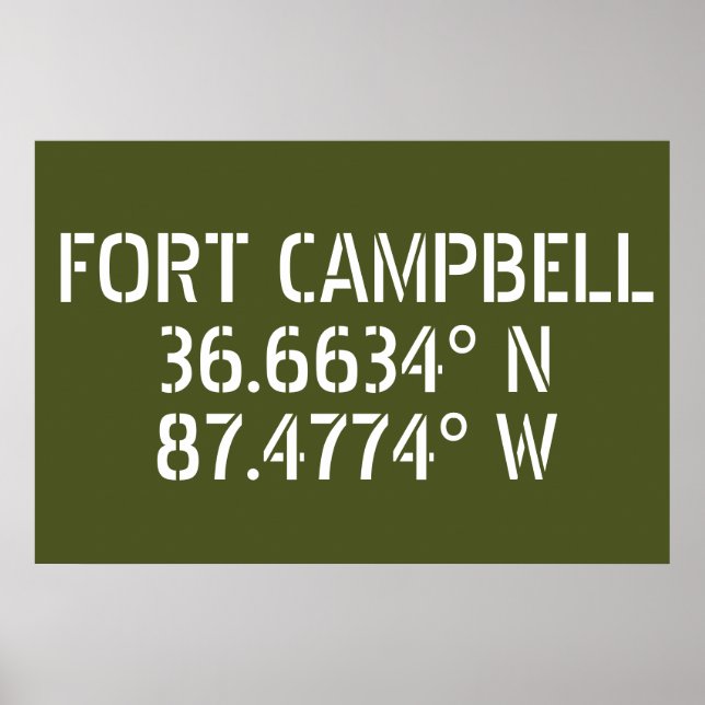 Fort Campbell Latitude Longitud Poster (Framsidan)