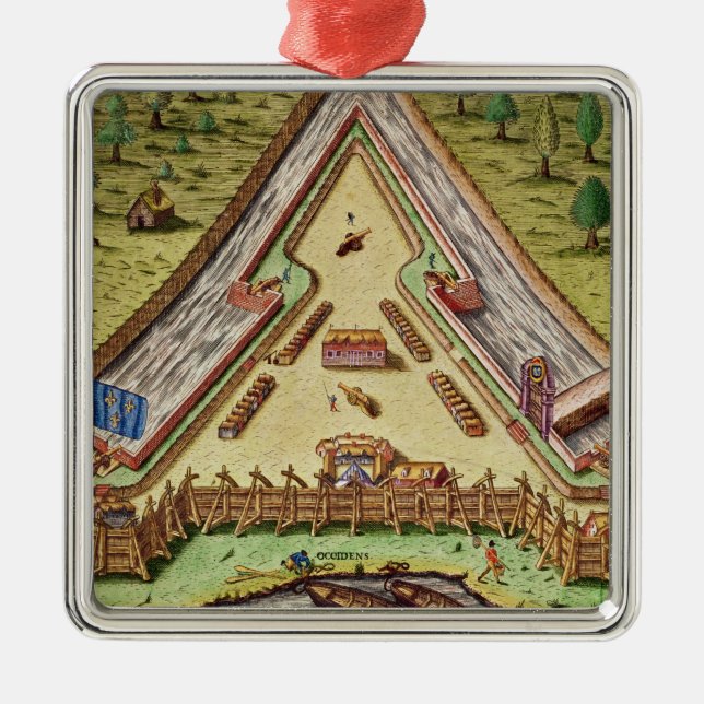 Fort Caroline, från 'Brevis Narratio Julgransprydnad Metall (Framsidan)