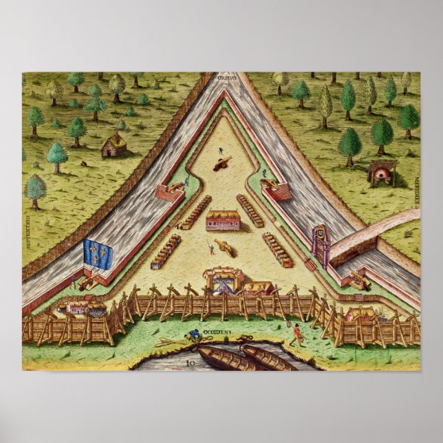 Fort Caroline, från "Brevis Narratio" Poster (Framsidan)