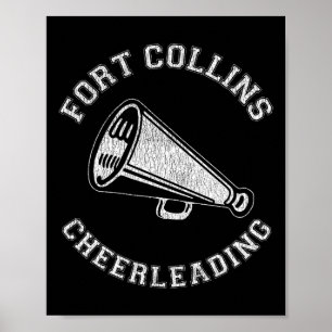 Fort Collins Cheer Distressed Retro 90-tal Cheerle Poster