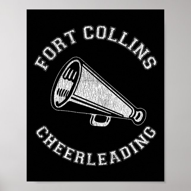 Fort Collins Cheer Distressed Retro 90-tal Cheerle Poster (Framsidan)