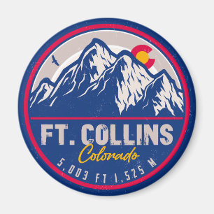 Fort Collins Colorado Flagga Camping Hiking Souven Magnet
