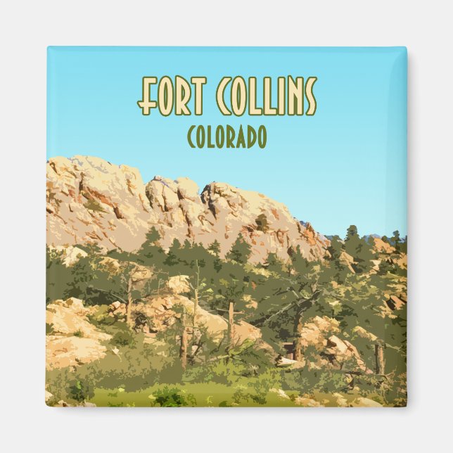 Fort Collins Colorado Horsetooth Sten Magnet (Framsidan)