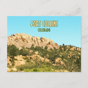 Fort Collins Colorado Horsetooth Sten Vykort