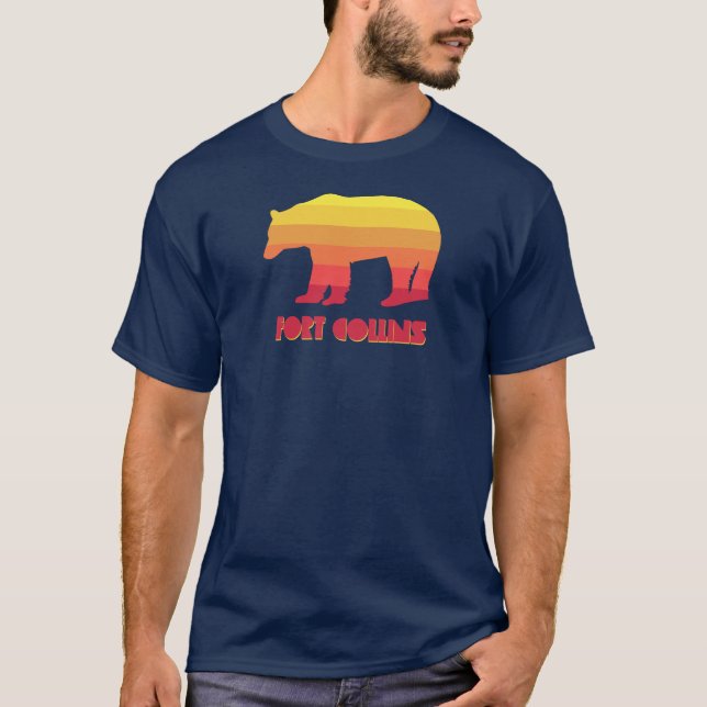 Fort Collins Colorado Rainbow Bear T Shirt (Framsida)