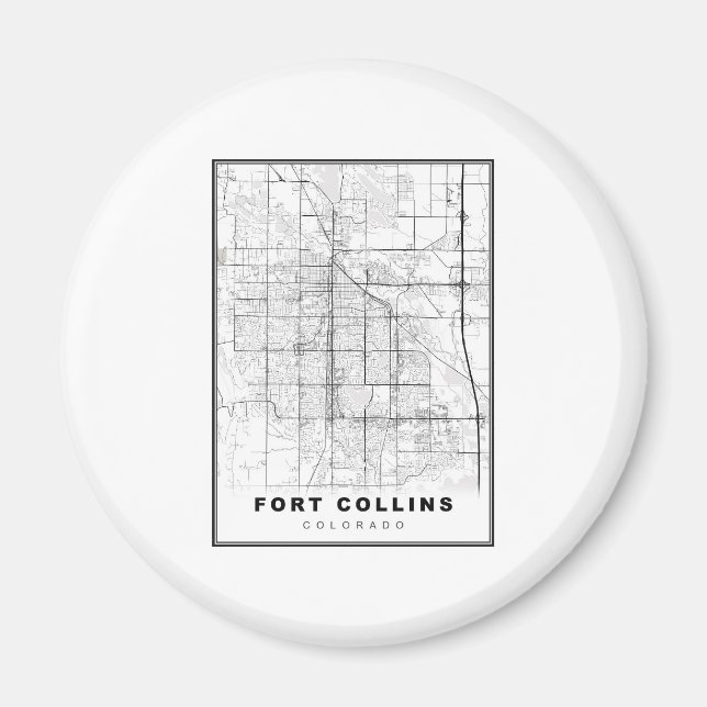 Fort Collins-karta Magnet (Framsidan)
