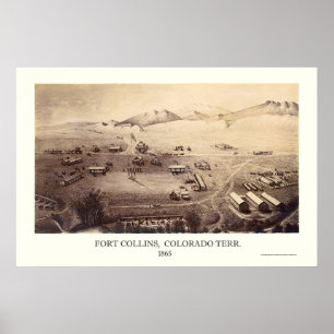 Fort Collins panorama- karta för CO - 1865 Poster