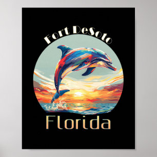 Fort Desoto Florida Sommarlov Strand Delfin  Poster