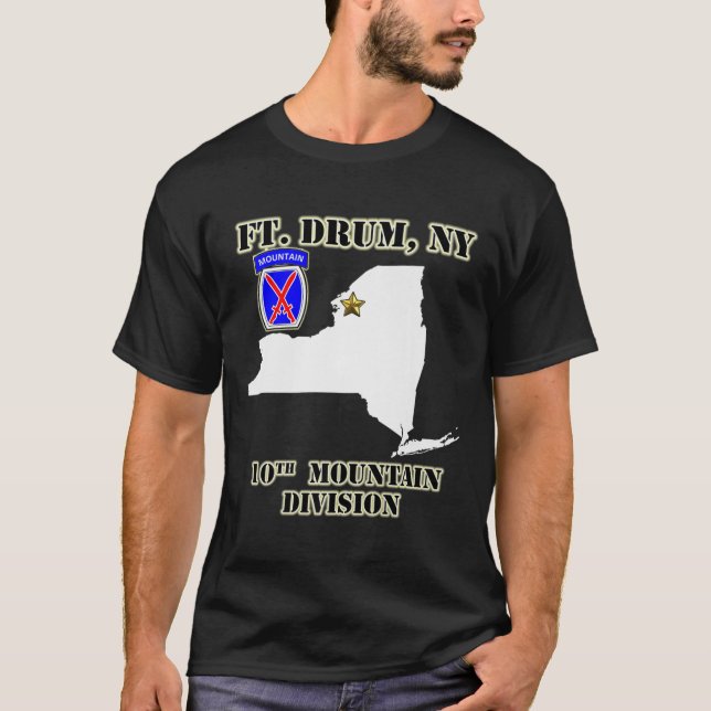 Fort Drum Army Base - 10:e bergsdivisionen design T Shirt (Framsida)