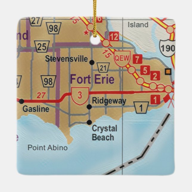 Fort Erie Ontario Karta Julgransprydnad Keramik (Baksida)