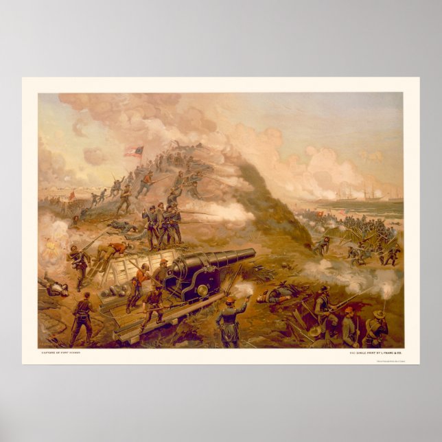 Fort Fisher fångades av L. Prang & Company 1887 Poster (Framsidan)