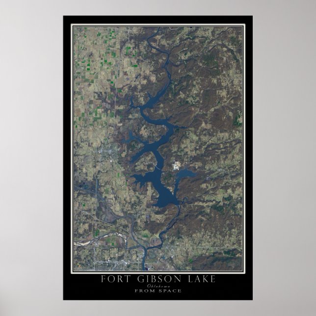Fort Gibson Sjö Oklahoma från rymdsatelliten Karta Poster (Framsidan)