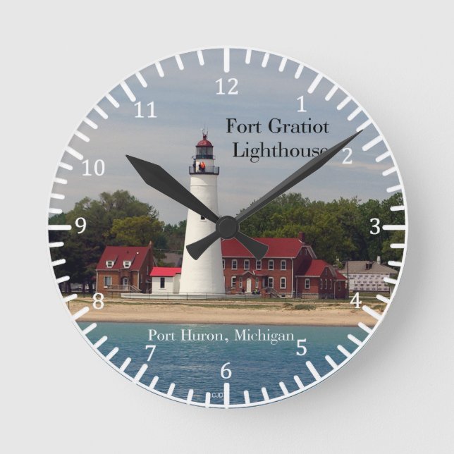Fort Gratiot fyr från vatten klockan Rund Klocka (Framsida)