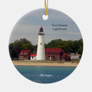 Fort Gratiot Lighthouse-dubblan på utsidan av orn Julgransprydnad Keramik