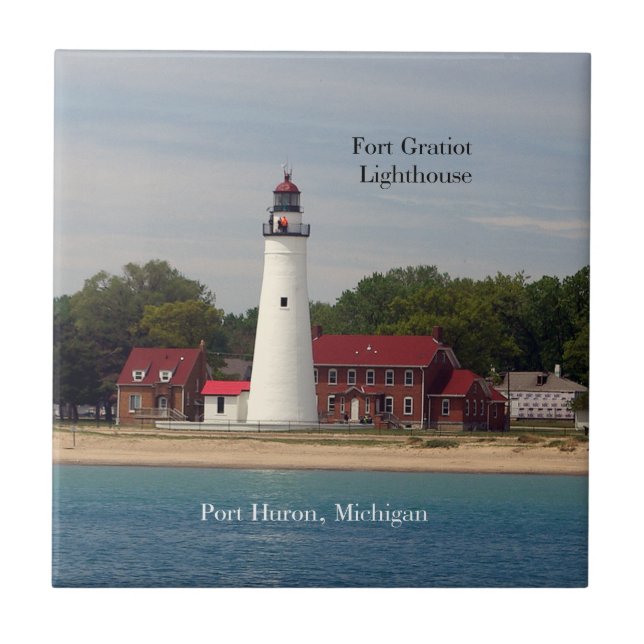 Fort Gratiot Lighthouse från vatten tile Kakelplatta (Framsidan)