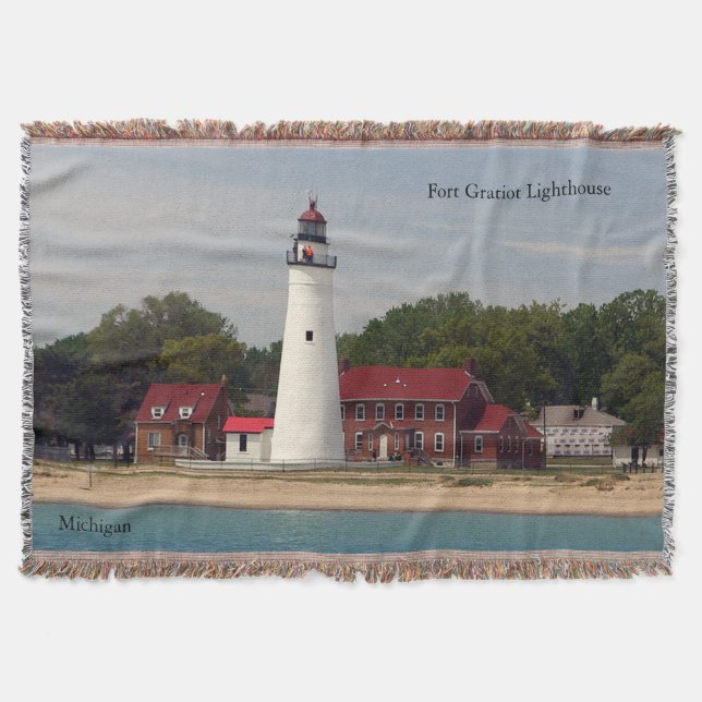 Fort Gratiot Lighthouse-vävd filt (Framsidan)