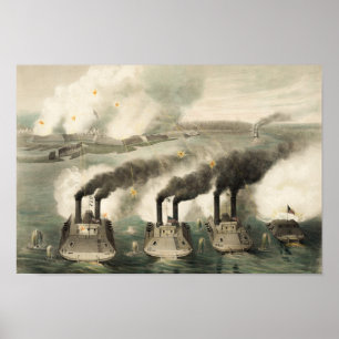Fort Henry fångades av Union Ironclads - 1862 Poster