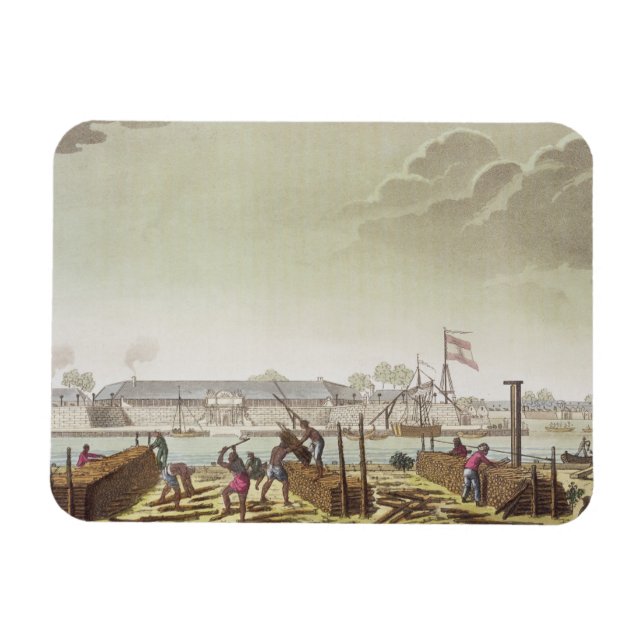 Fort i Batavia med inhemska loggare, tallrik 50 Magnet (Horisontell)