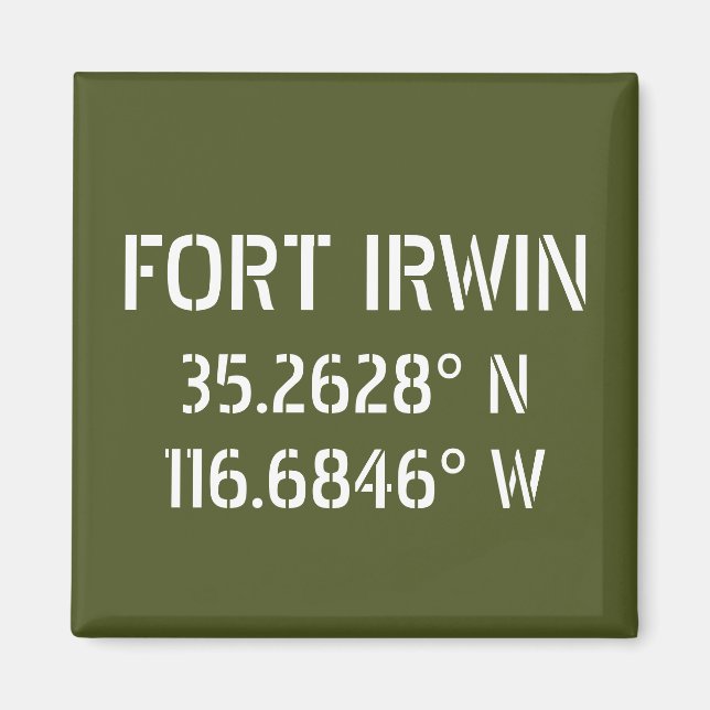 Fort Irwin Latitude Longitud Magnet (Framsidan)