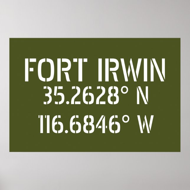 Fort Irwin Latitude Longitud Poster (Framsidan)