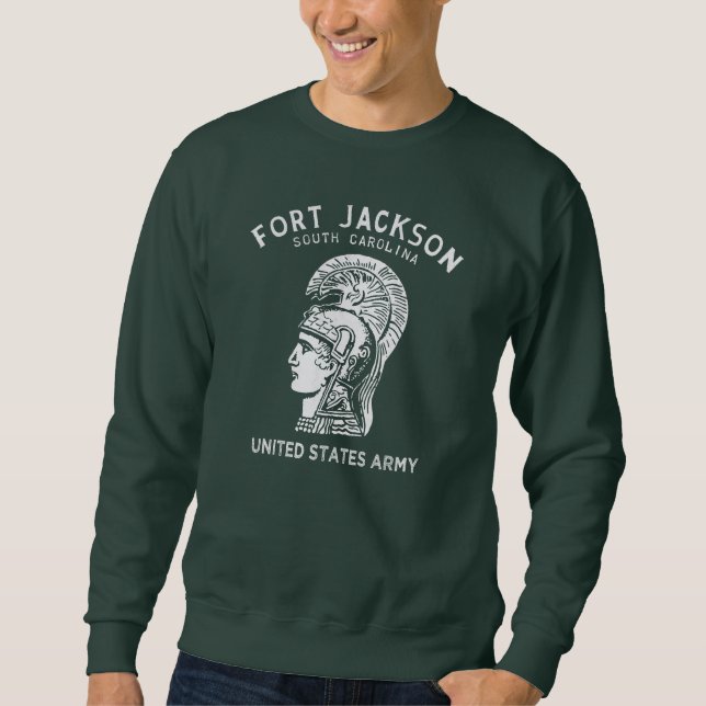 Fort Jackson Vintage Vit Lång Ärmad Tröja (Framsida)