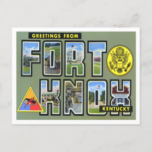 Fort Knox, Kentucky Vintage Big Brev Vykort