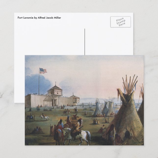 Fort Laramie, Sublette Fort, Fort William, Miller' Vykort (Fram/baksida)