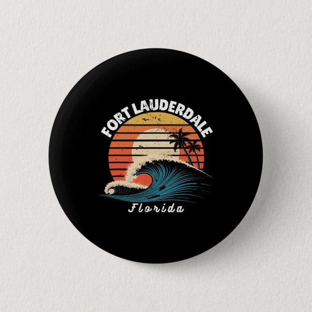 Fort Lauderdale Beach Florida Kvinnor Män Surfbräd Knapp (Framsida)