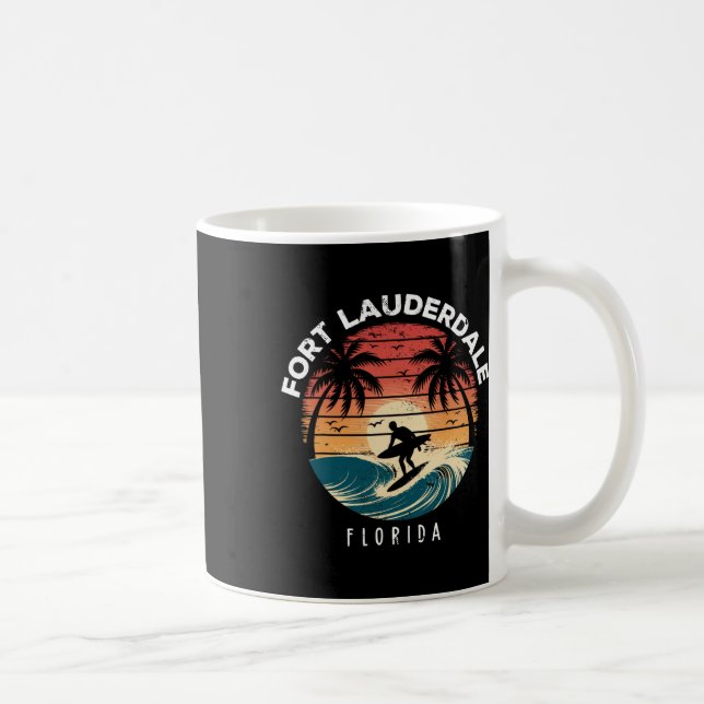 Fort Lauderdale Beach Florida Surfbräda Vågor Stra Kaffemugg (Höger)