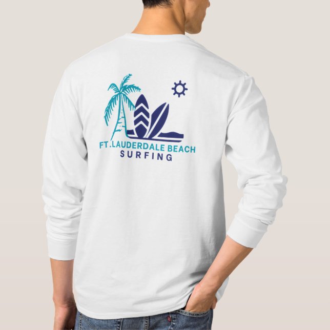 Fort Lauderdale Beach Florida Surfing T-Shirt (Baksida)