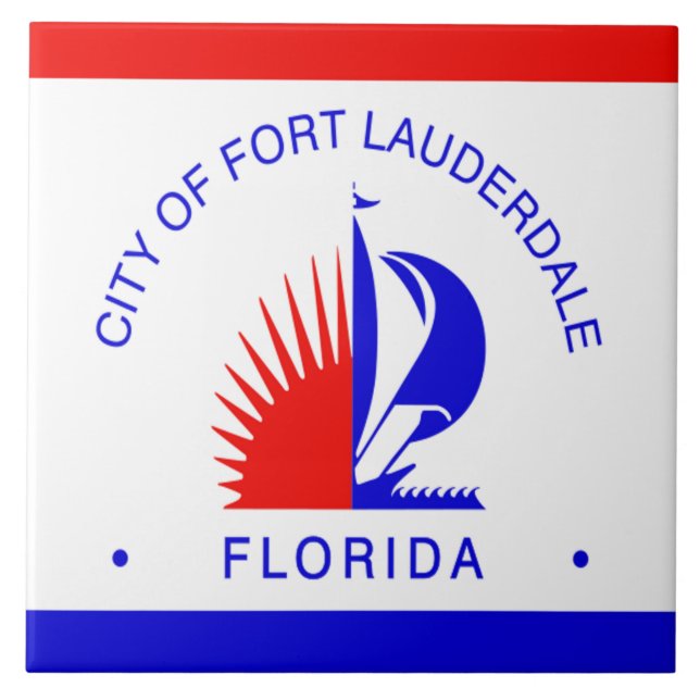 Fort Lauderdale City flagga Kakelplatta (Framsidan)