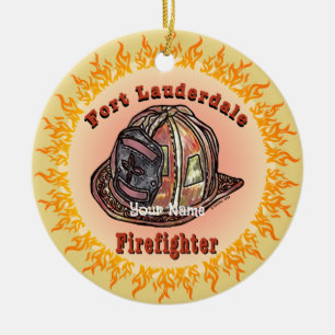 Fort Lauderdale Firefighter Julgransprydnad Keramik