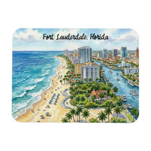 Fort Lauderdale Florida Akvarell Illustration Magnet