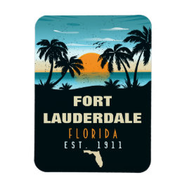 Fort Lauderdale Florida Beach Retro Sunset 60 s Magnet