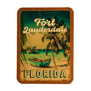 Fort Lauderdale Florida Beach Retro Tropical 60 s Magnet