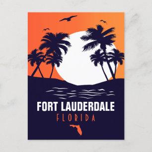 Fort Lauderdale Florida Beach Retro Tropical 60 s Vykort