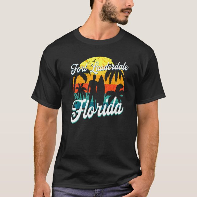 Fort Lauderdale Florida Beach Surfer Summer Vacati T Shirt (Framsida)