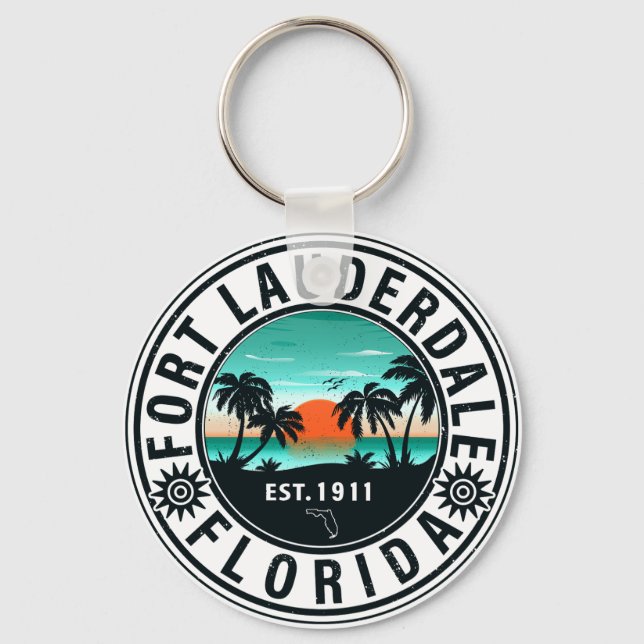 Fort Lauderdale Florida Beach Tropical Souvenirs Nyckelring (Framsida)