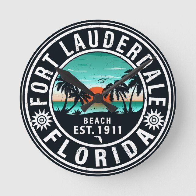 Fort Lauderdale Florida Beach Tropical Souvenirs Rund Klocka (Framsida)
