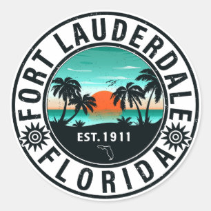 Fort Lauderdale Florida Beach Tropical Souvenirs Runt Klistermärke