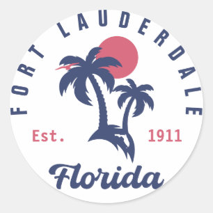 Fort Lauderdale Florida Beach Tropical Souvenirs Runt Klistermärke
