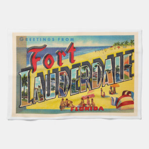 Fort Lauderdale Florida FL Large Brev vykort Kökshandduk