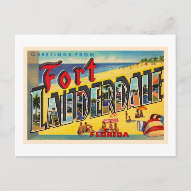 Fort Lauderdale Florida FL Stort brevkort Vykort (Framsida)