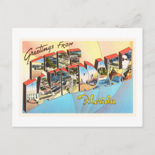 Fort Lauderdale Florida FL Vintage resor Souvenir Vykort