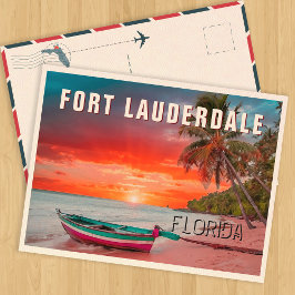 Fort Lauderdale Florida Handflatan Träd Beach 1950 Vykort