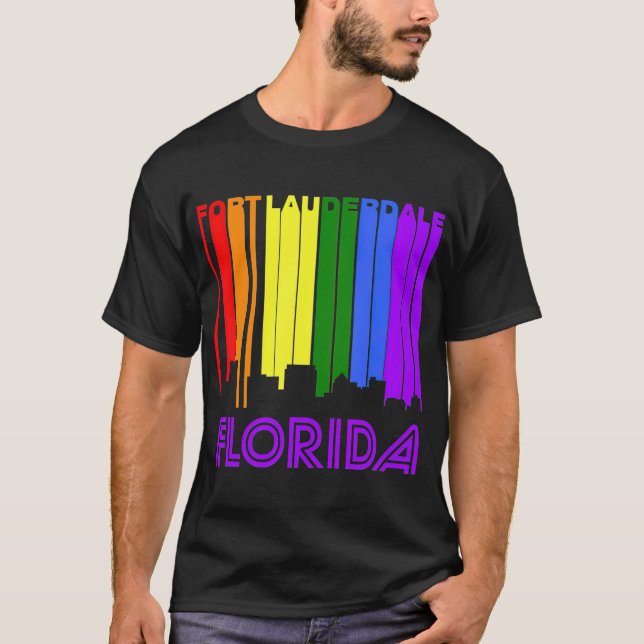 Fort Lauderdale Florida LGBTQ Gay pride Skyline T T Shirt (Framsida)