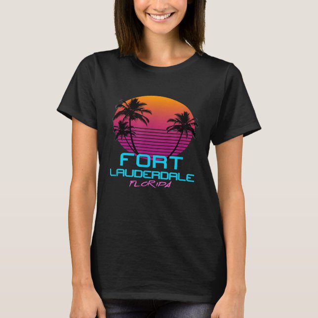 Fort Lauderdale Florida Retro 80 s T Shirt (Framsida)