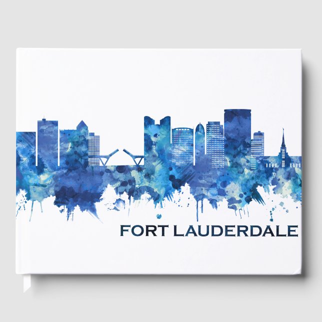 Fort Lauderdale Florida Skyline Blue Gästböcker (Framsida)