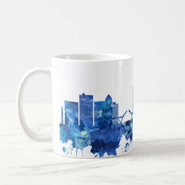 Fort Lauderdale Florida Skyline Blue Kaffemugg (Vänster)